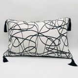 Rectangular cushion, cover and insert, black and white. Sophia model