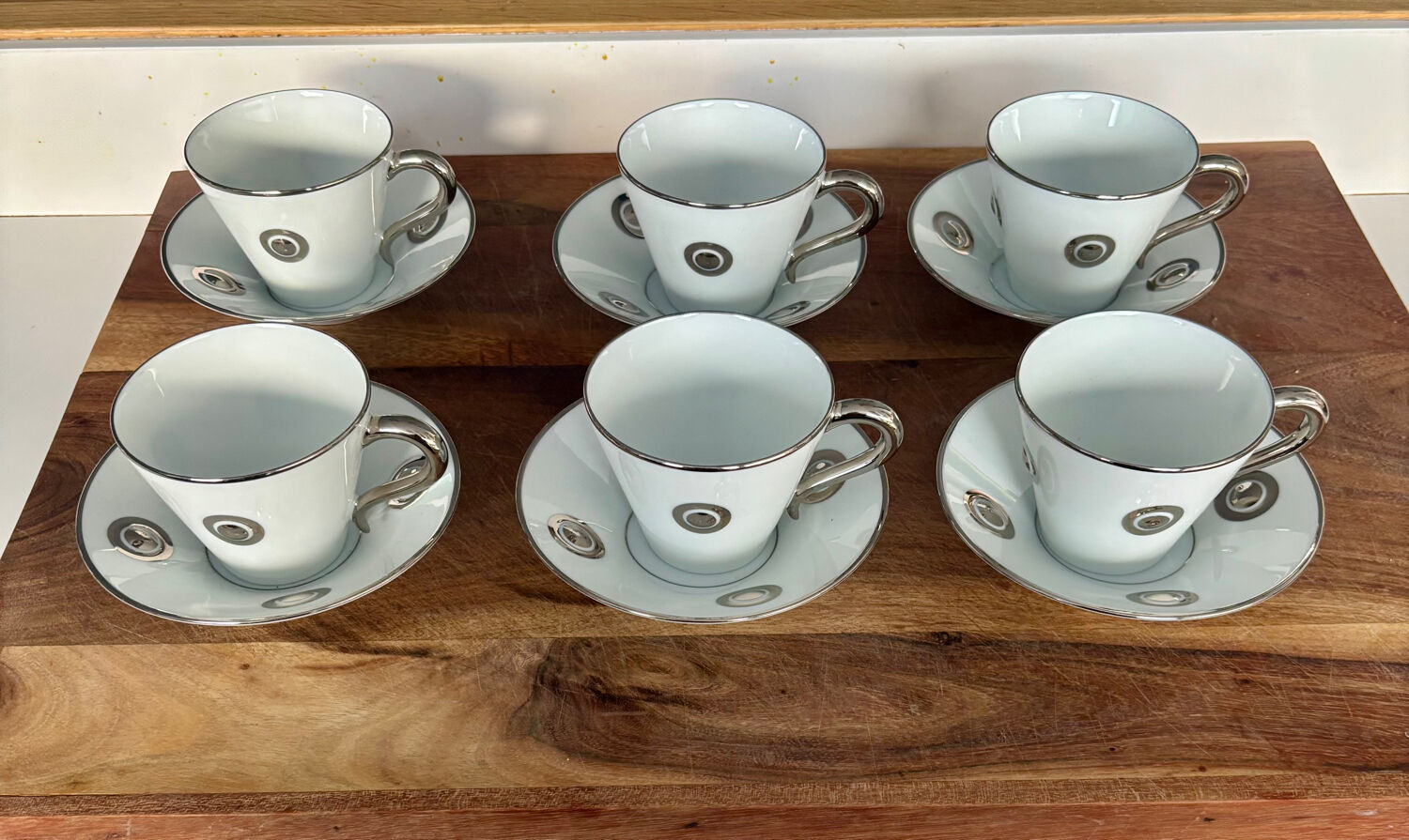 Set of 6 coffee cups and saucers by Bernardaud.