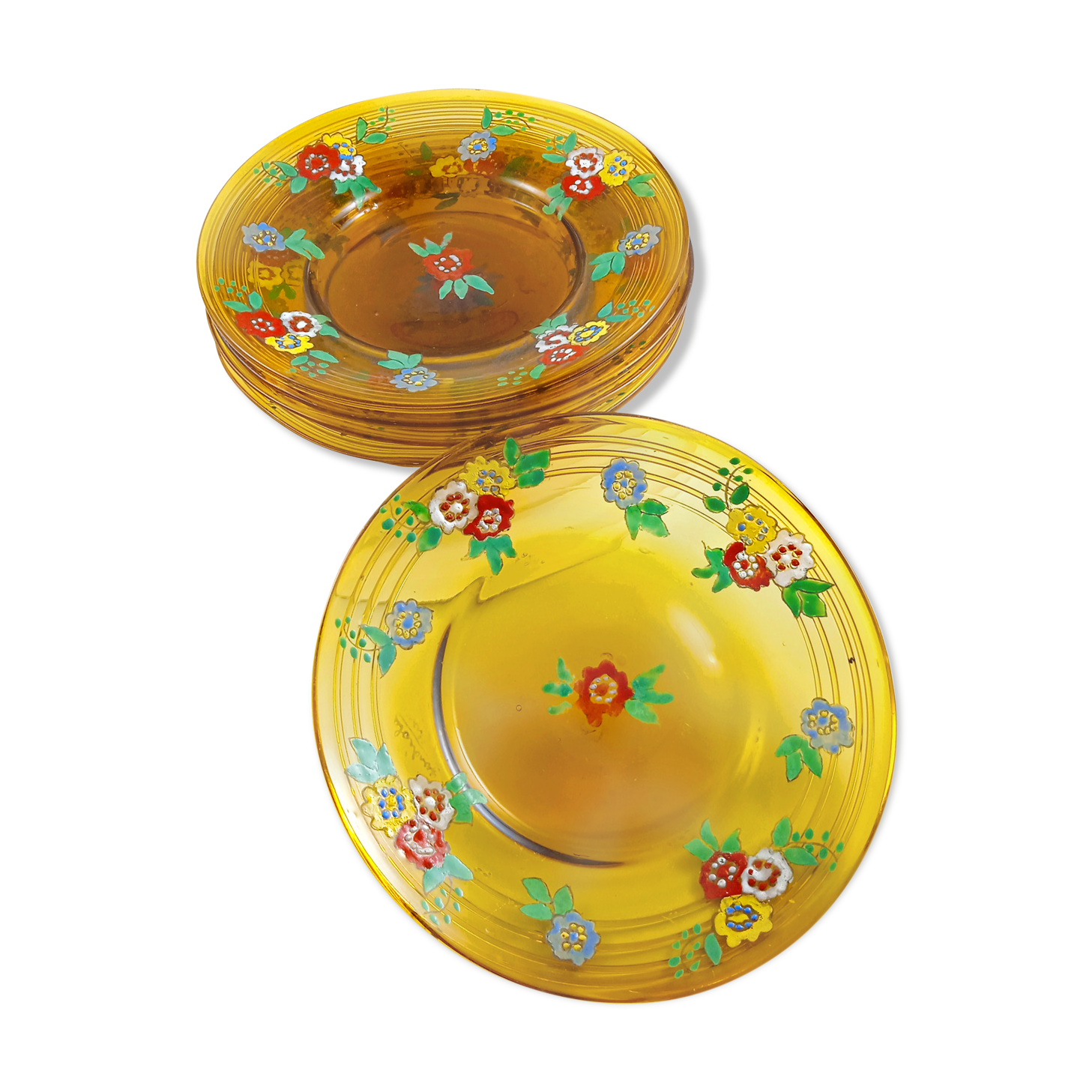 Set of 5 plates in blown glass Gordiola Mallorca