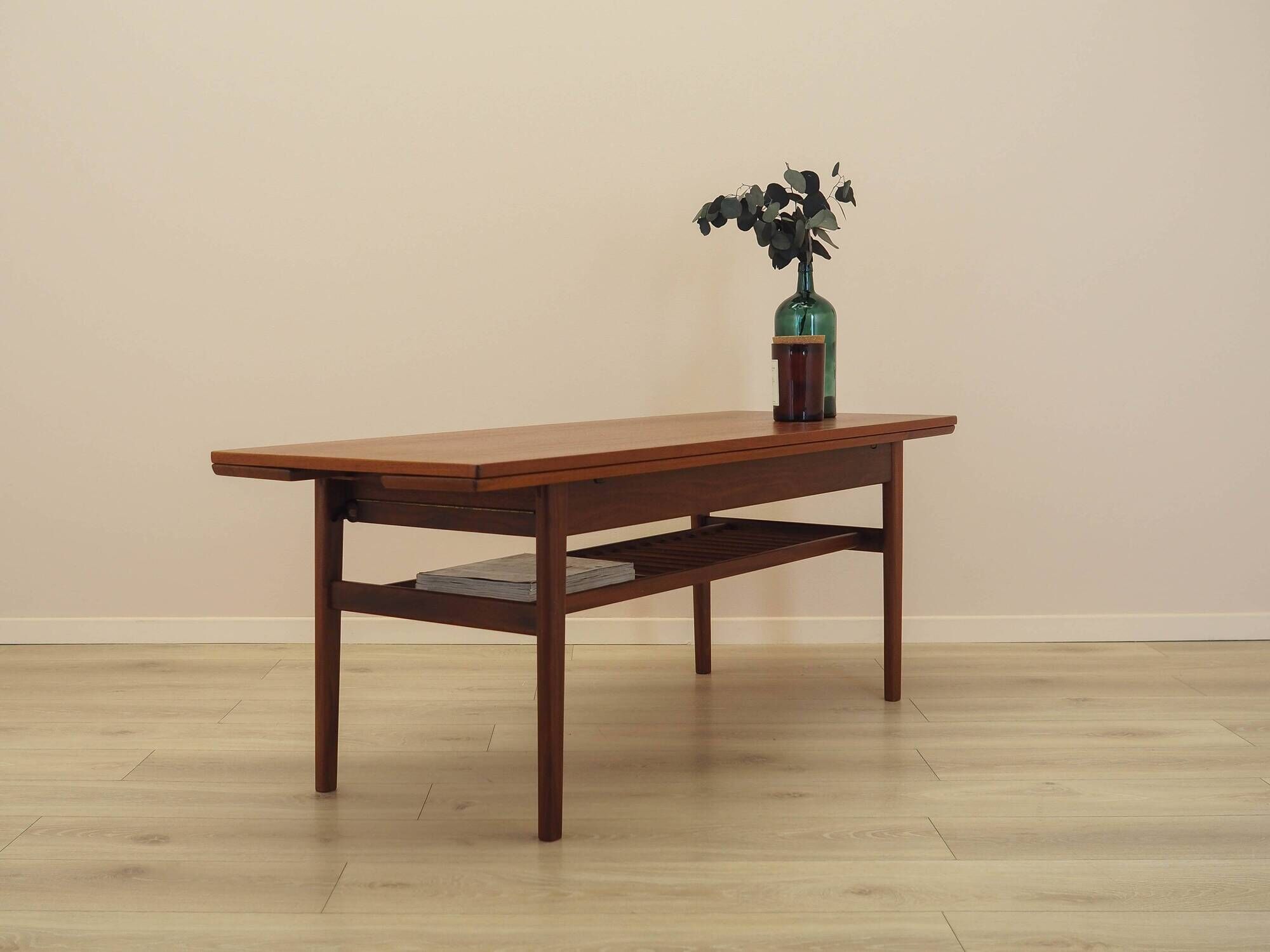Danish teak coffee table with shelf, 1960s