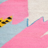 Handmade carpet, contemporary for living room, white & colors, wool, Khalil Minka, 220x140 cm