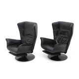 Set of black leather reclining chairs, 1970s.