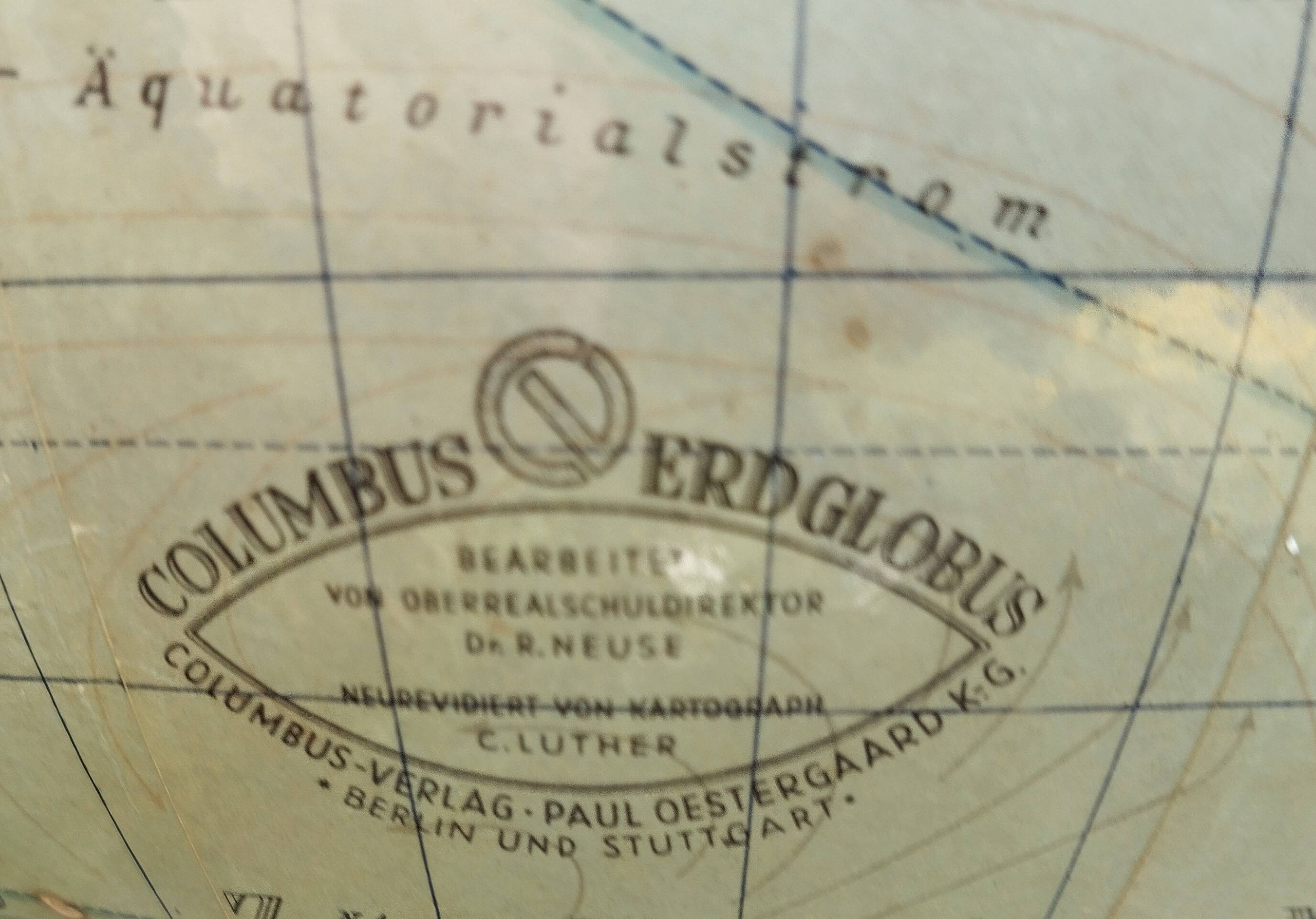 Vintage terrestrial globe Columbus from the 1950s.