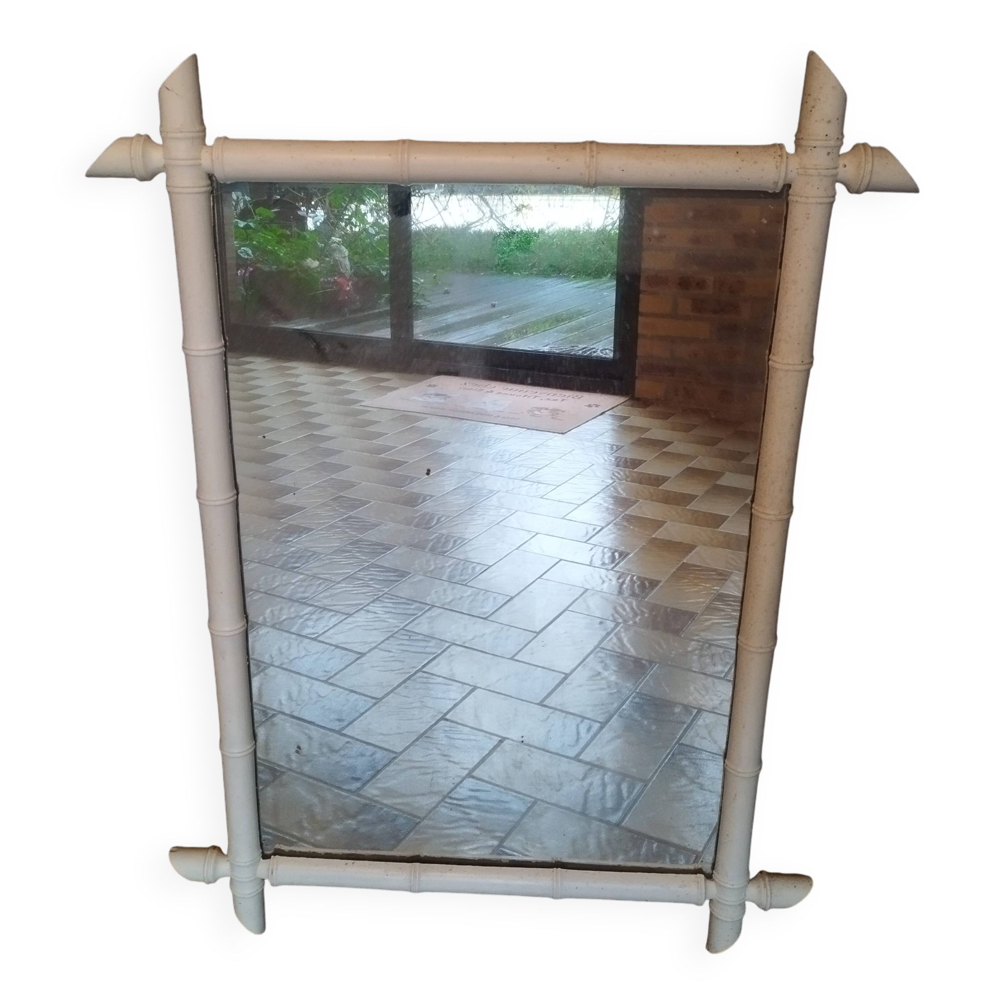 white bamboo mirror