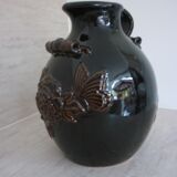 Dark brown ceramic potiche