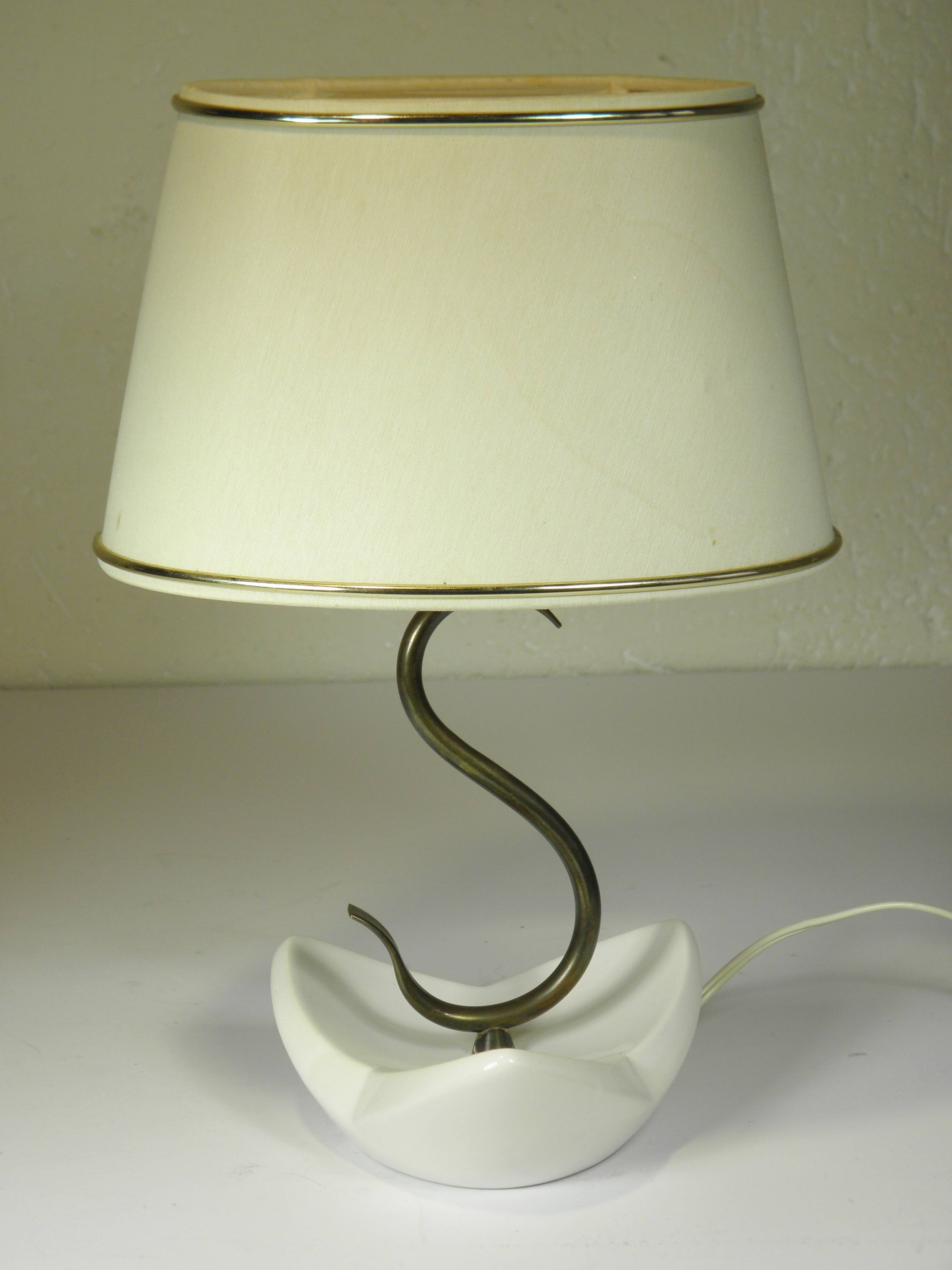 Ceramic and brass lamp from the 1950s.
