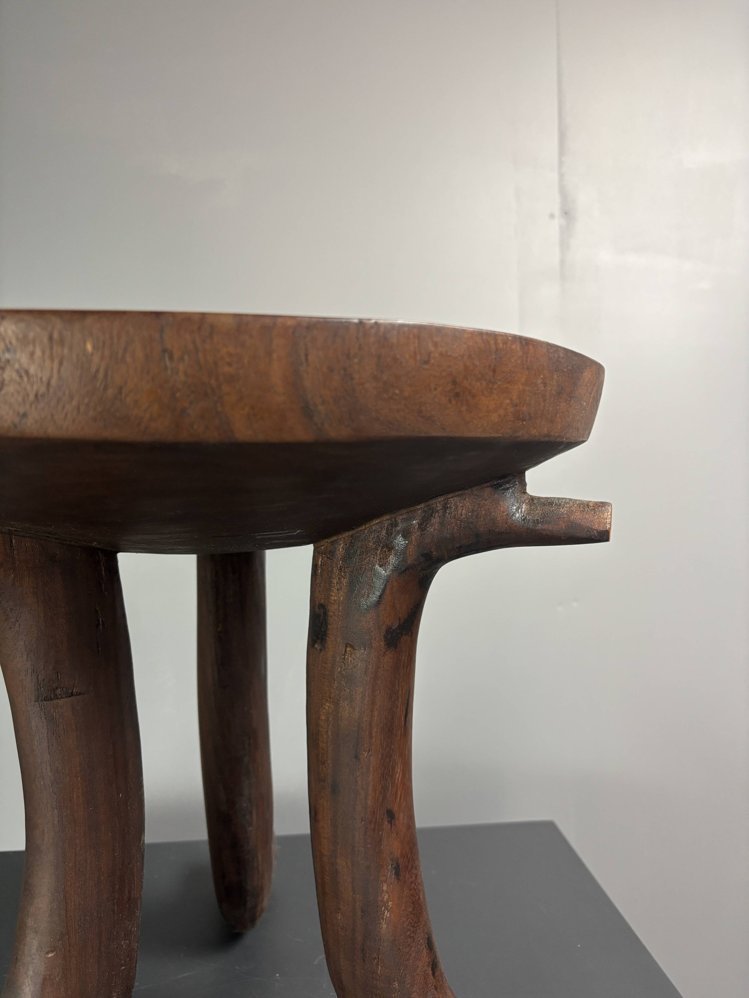 Handmade midcentury African tribal Jimma or Oromo tripod stool side table