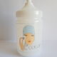 Old cotton bathroom pot in vintage opal year 1970