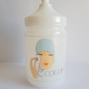 Old cotton bathroom pot in vintage opal year 1970