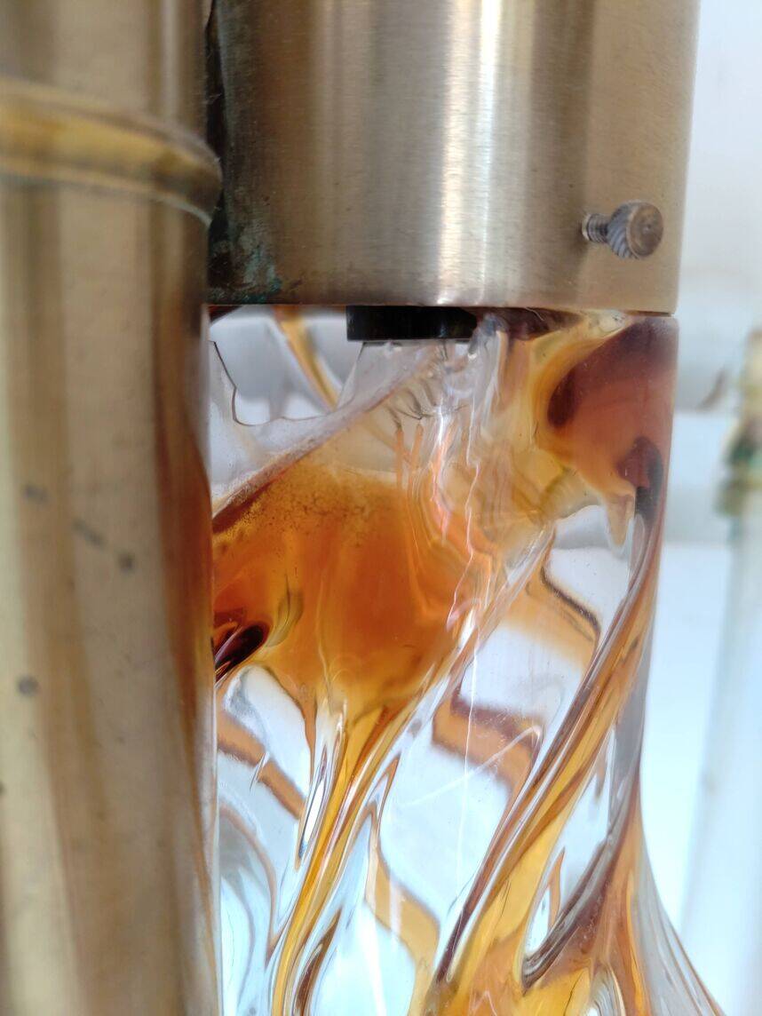 Brass and Murano glass floor lamp