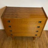 Vintage wooden chest of drawers with compass feet
