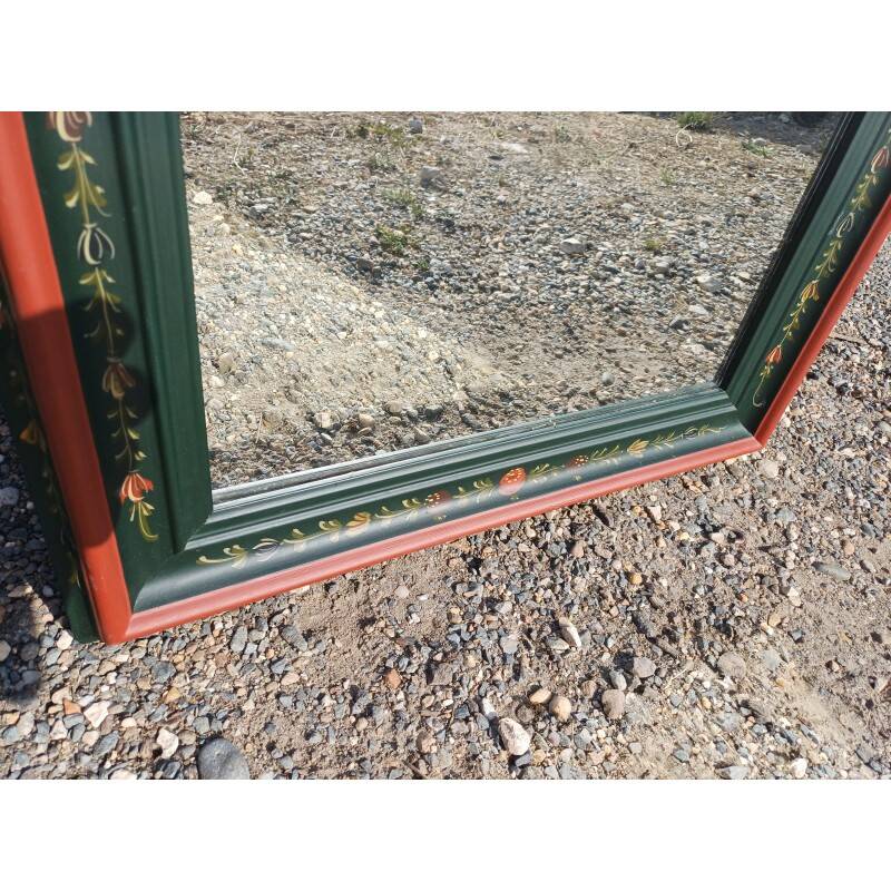 Painted wooden mirror with Savoyard decor