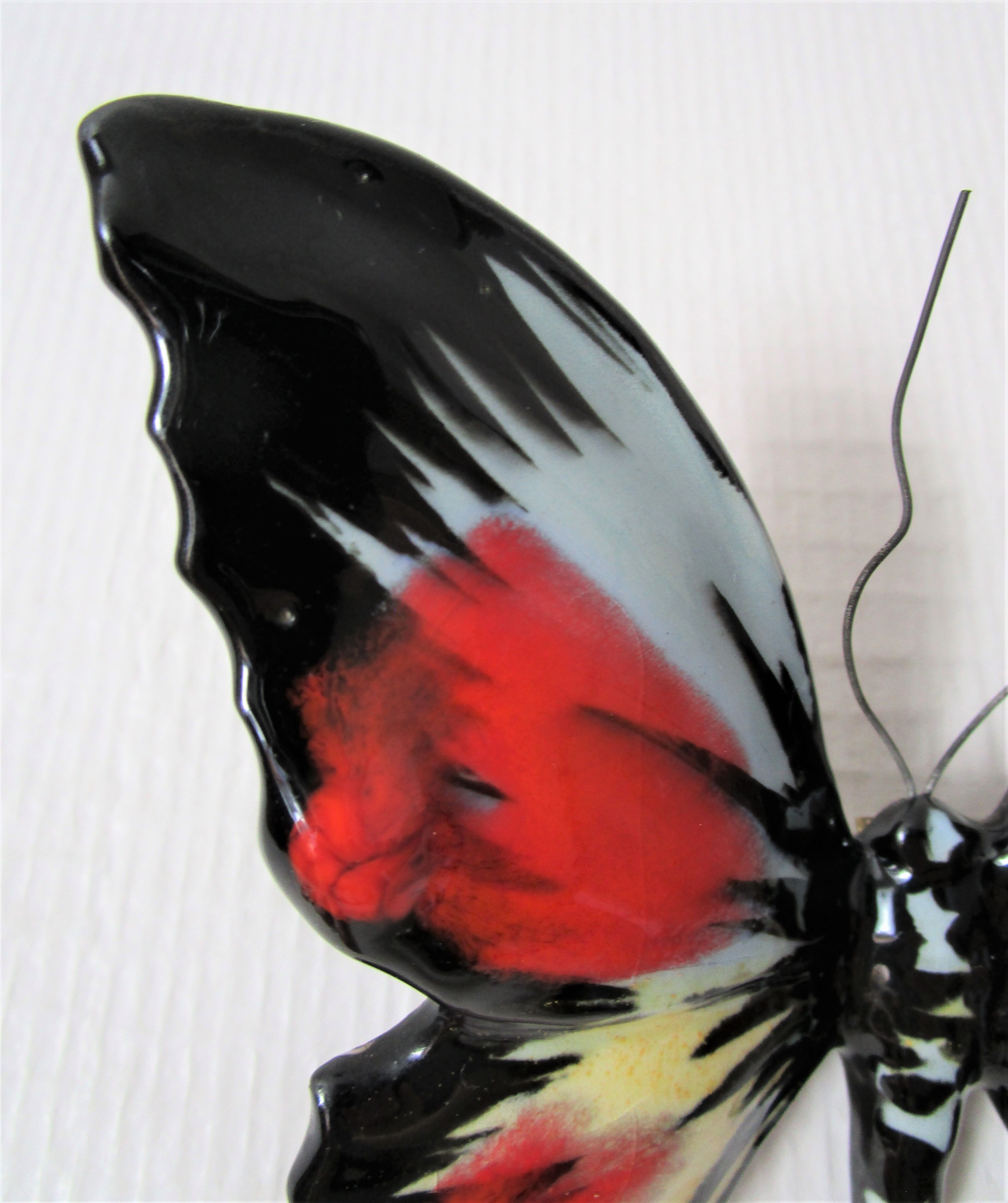 Papillon céramique émaillage polychrome Vallauris signé