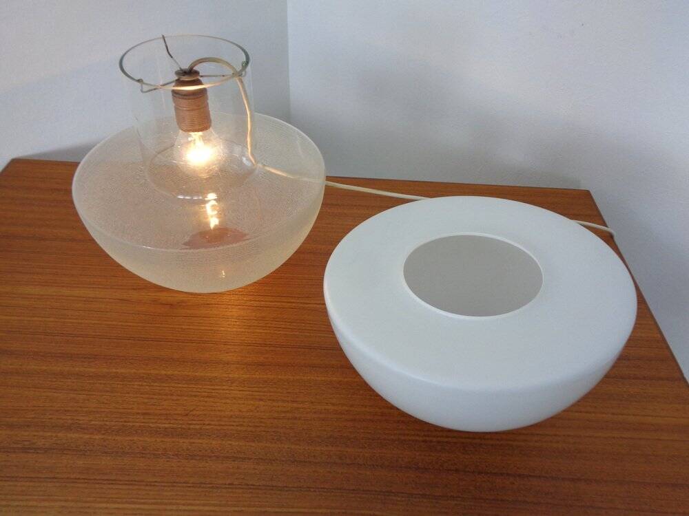 Two-Piece Opal Glass Table Ball Lamp, Italy, 1960s
