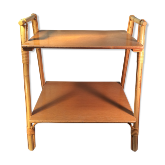 Trapezoidal rattan sofa tip bedside table - 1970s