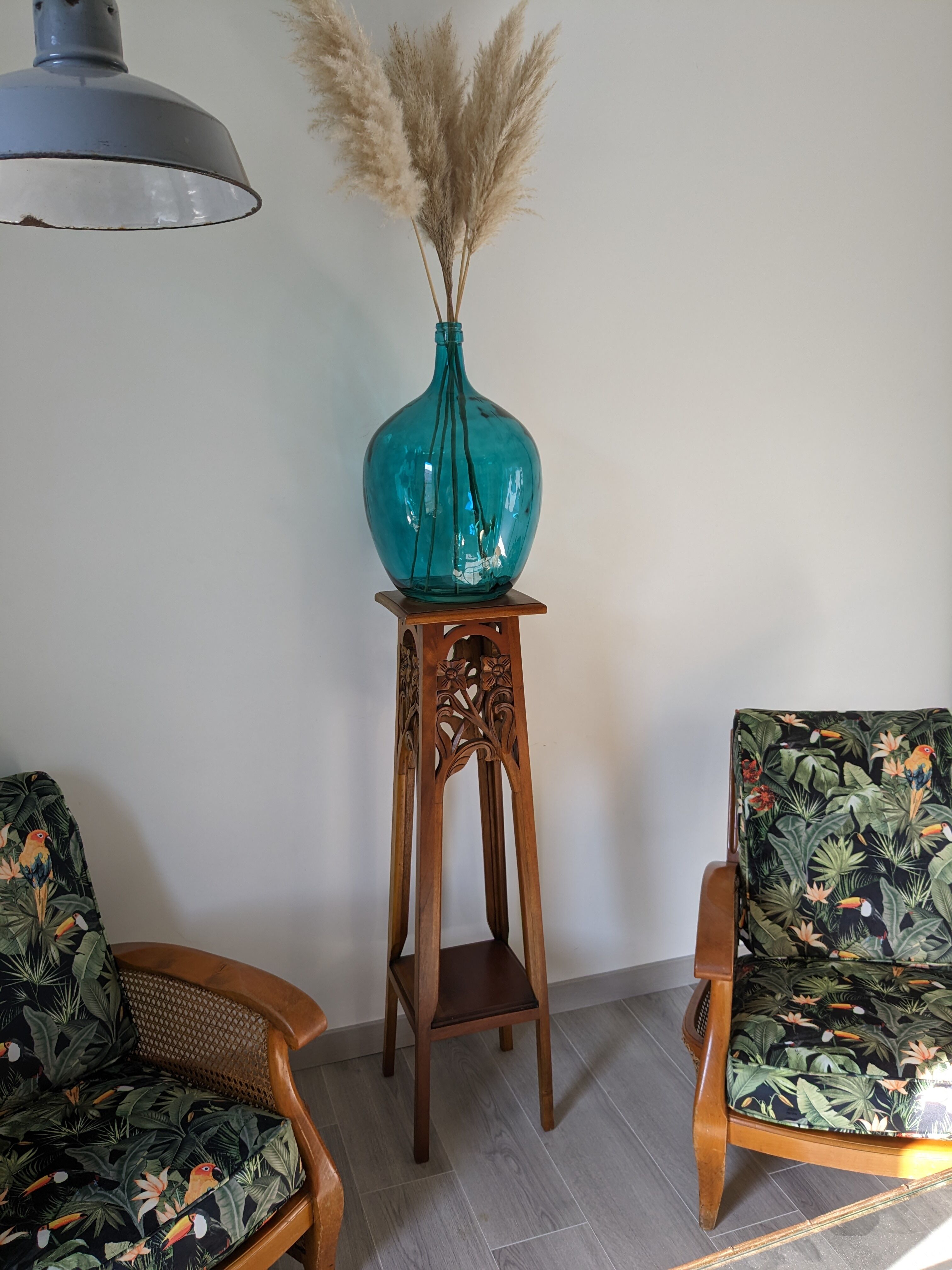 Art nouveau spirit side table in solid walnut