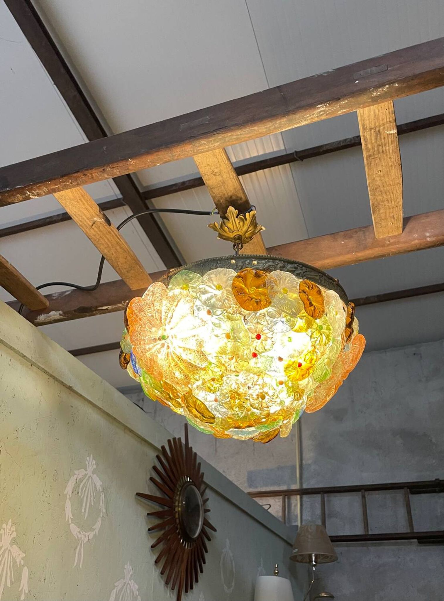 Murano glass ceiling light chandelier Barovier & Toso Flowers