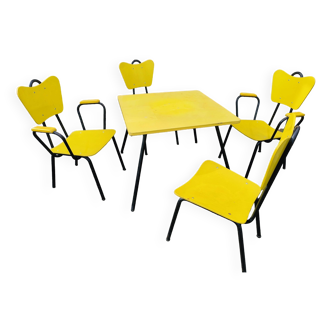 Arm chairs and table by Jacques Hitier 1950s
