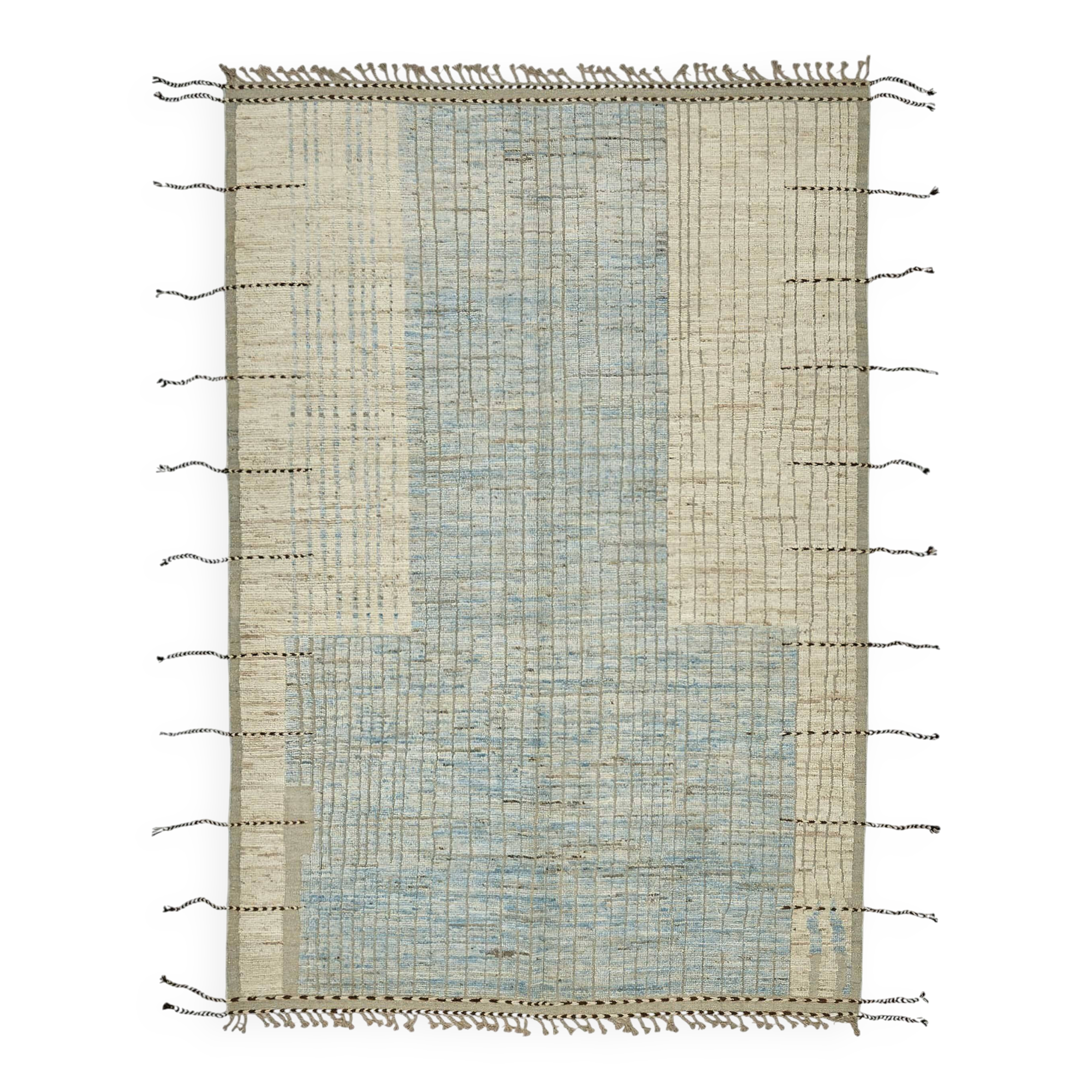 Hand-Knotted Tribal Unique 204 cm x 300 cm Beige Wool Carpet