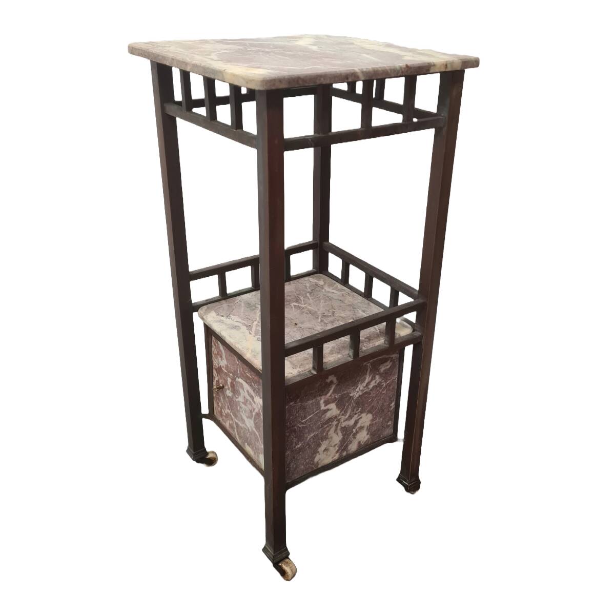 Antique French Bedside Table With Marble, late 1800s