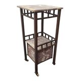 Antique French Bedside Table With Marble, late 1800s