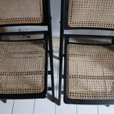 Pair of folding chairs wood and cannage