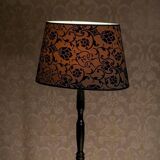 Early 20th Century Floor Lamp with Floral Fabric Shade, 1950s