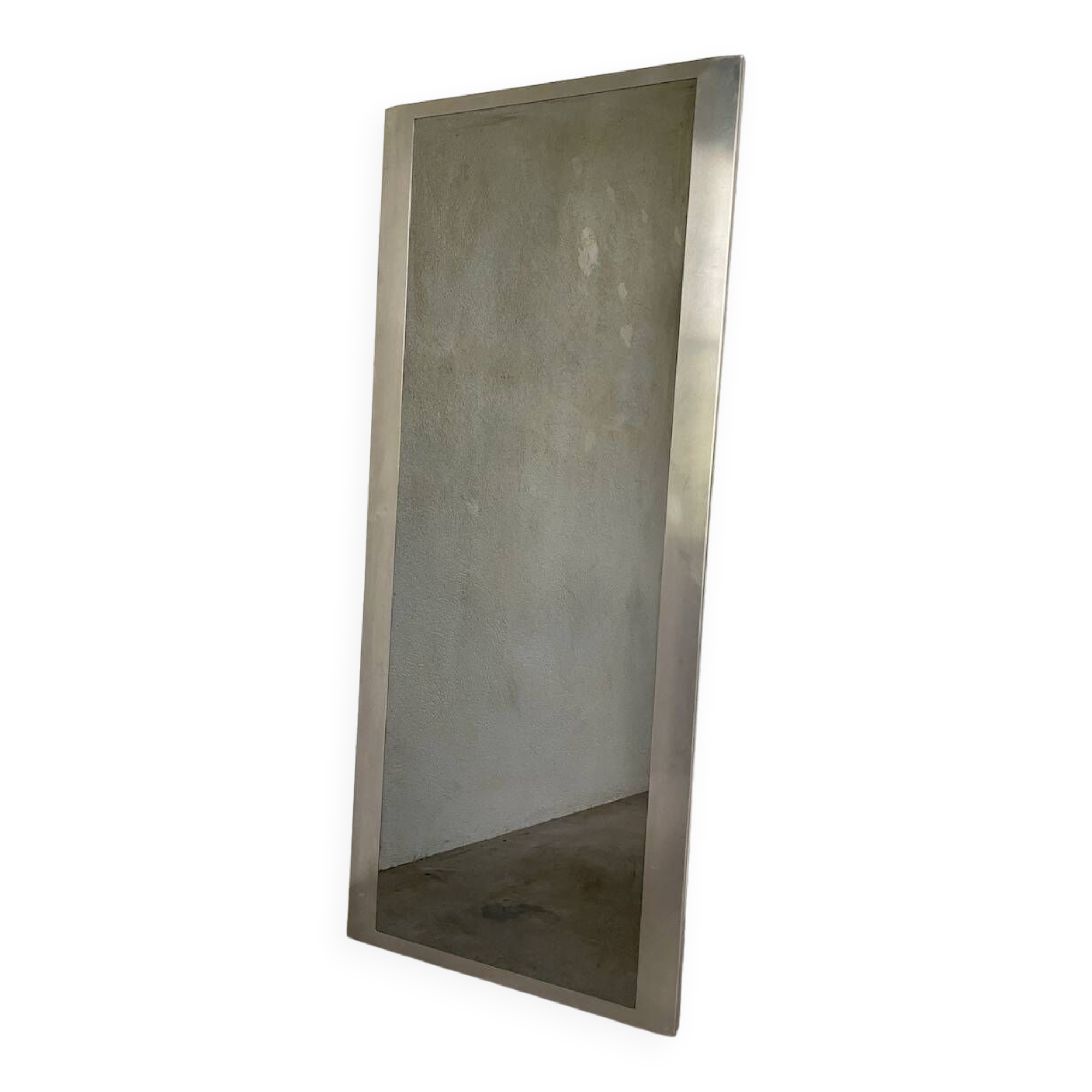 Brushed stainless steel mirror circa François Monnet and Joelle Ferlande