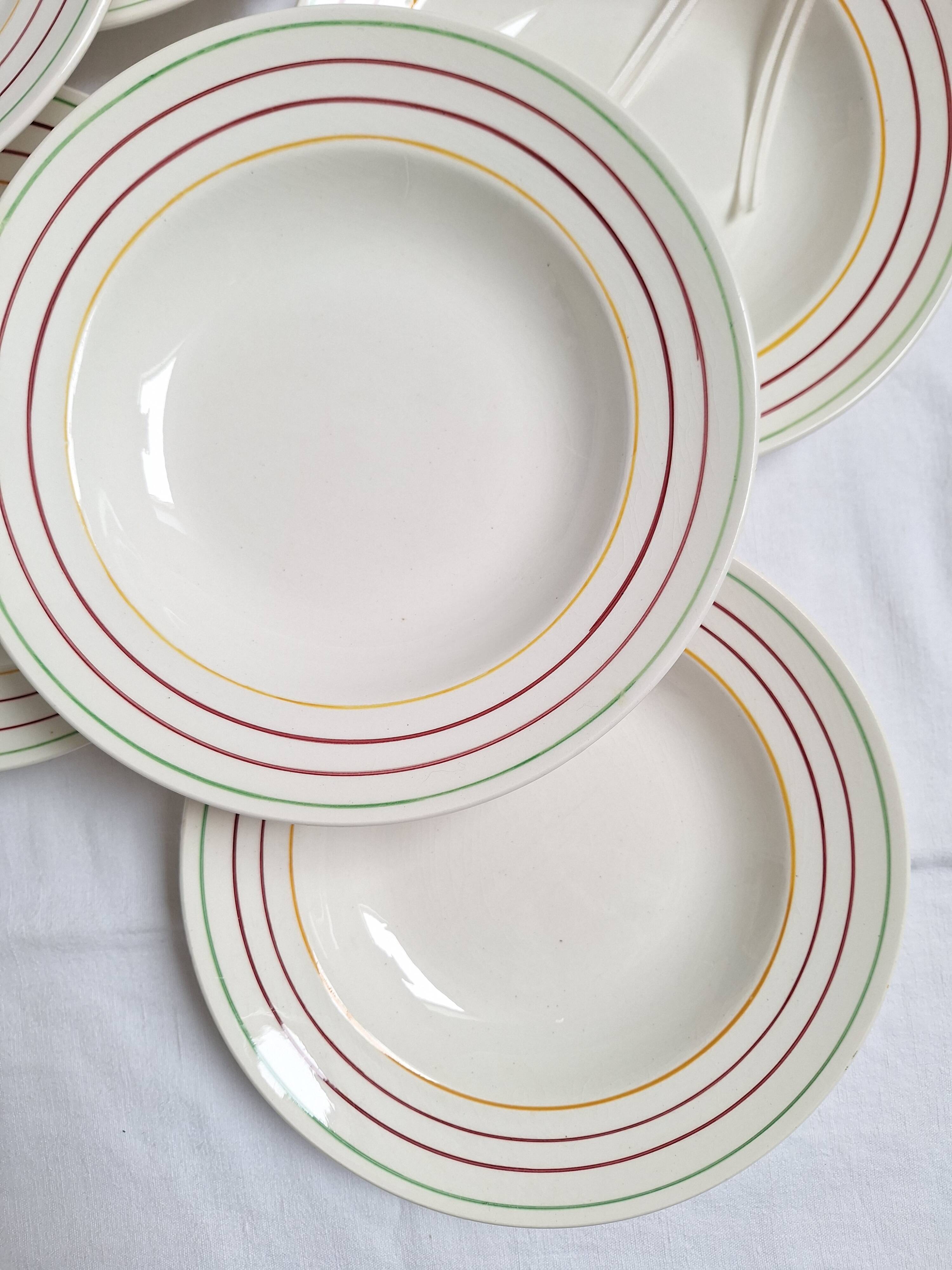 6 Assiettes creuses Gien modèle Jean vintage