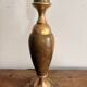 Ancien Pied Lampe Balustre Cuir Marron Gainé Dorure au Fer Année 50 70