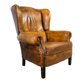 Fauteuil en cuir de mouton vintage Luitert