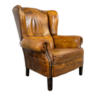 Fauteuil en cuir de mouton vintage Luitert