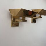 Pair of vintage adjustable wall lights, solid brass, Italy 1970
