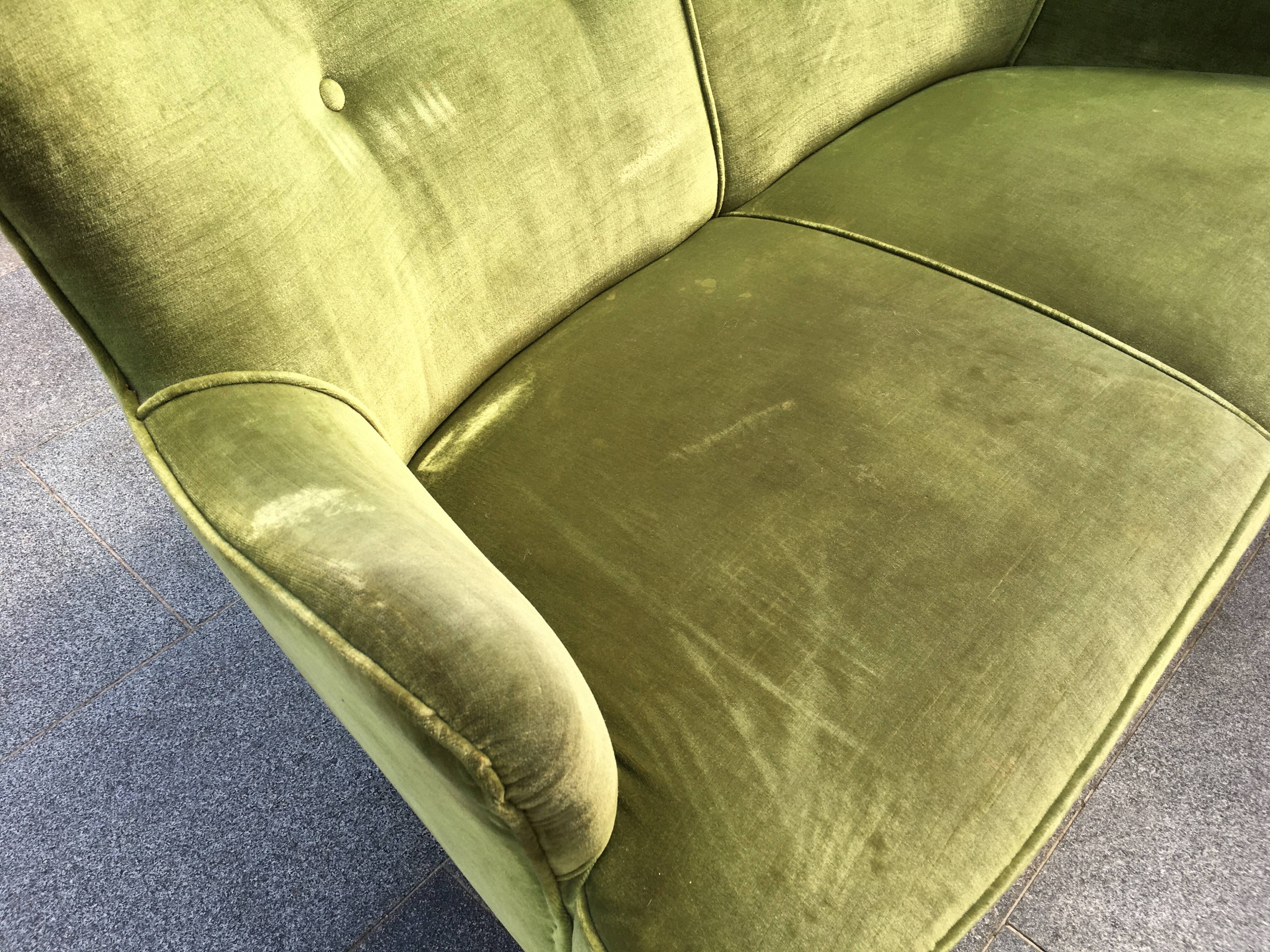 sofa 2 places organic velvet 60s