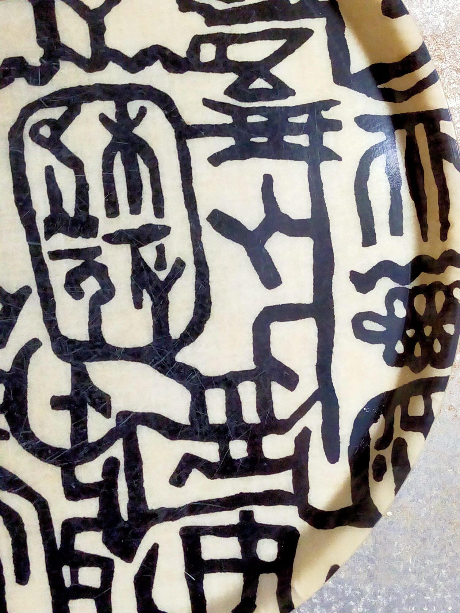 Vintage fiberglass tray with graphic patterns