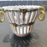 Basket in openwork earthenware Emile Tessier (1887-1971) in Malicorne