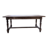 Farm table with turned legs, made of pine and birch, 180cm.