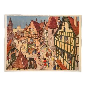 Affiche scolaire Rue au Moyen-Age