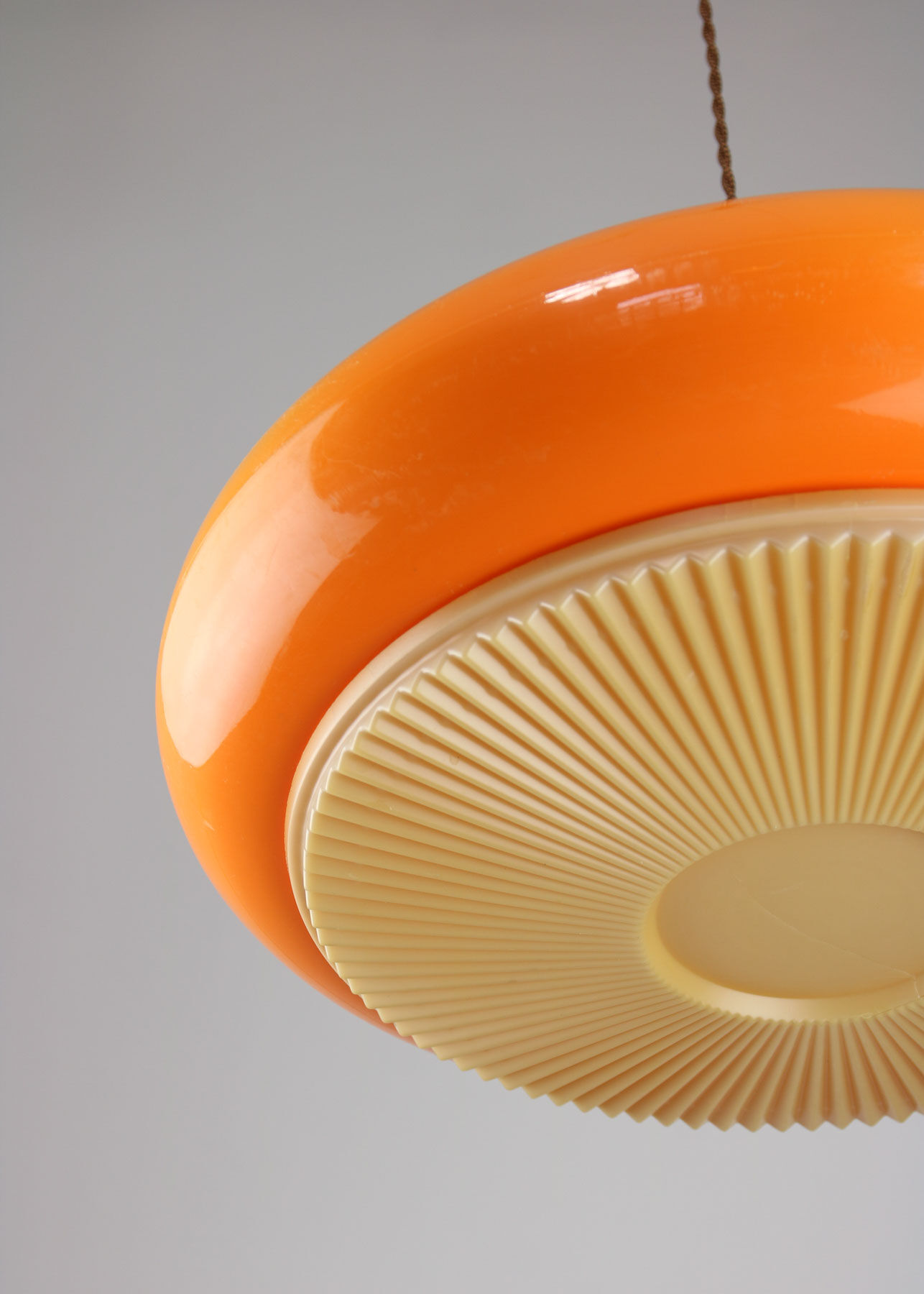 Mid-century acrylic italian orange pendant lamp