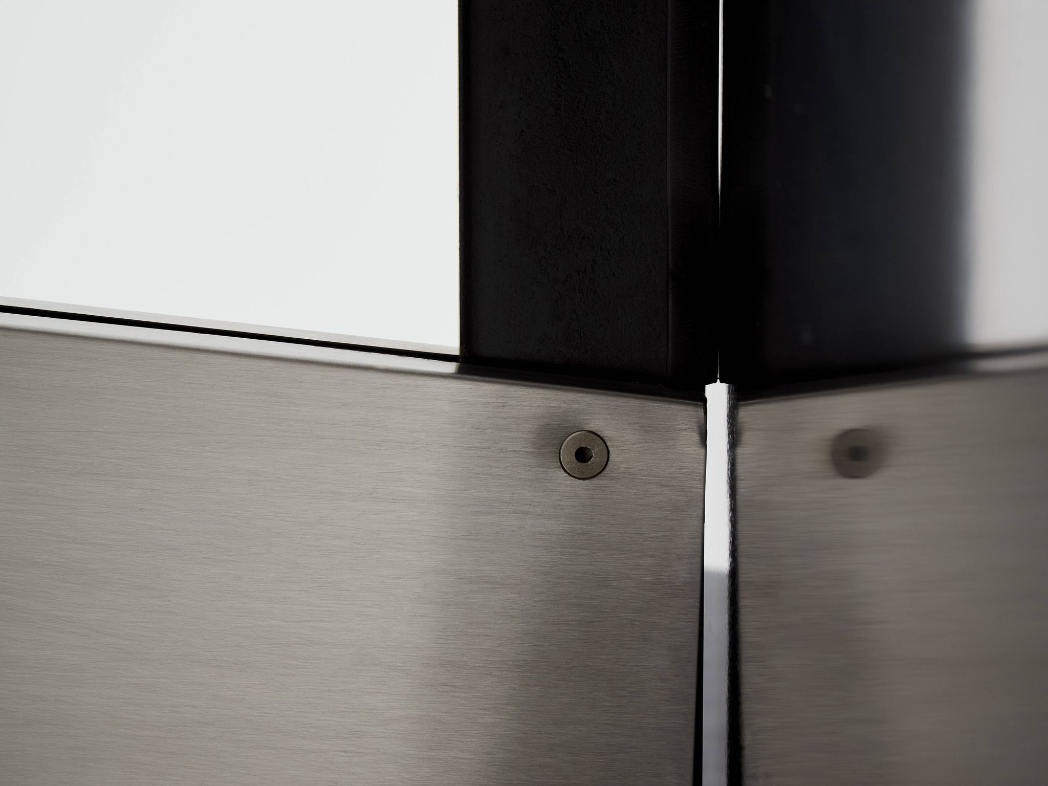 Table by Luigi Saccardo for Maison Jansen brushed steel black glass 1970