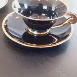 6 tasses et soucoupes porcelaine salins vintage année 50