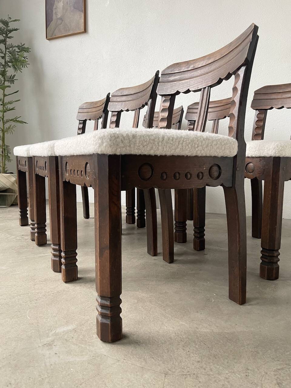 Set of 6 brutalist chairs from the 1940s