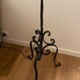 Wrought iron tripod floor lamp & flower lampshade