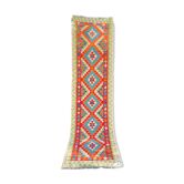 Handmade Colorful Corridor Kilim Carpet Red Red Orange Wool