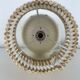 Vintage ceramic lamp with wicker and cotton shade.