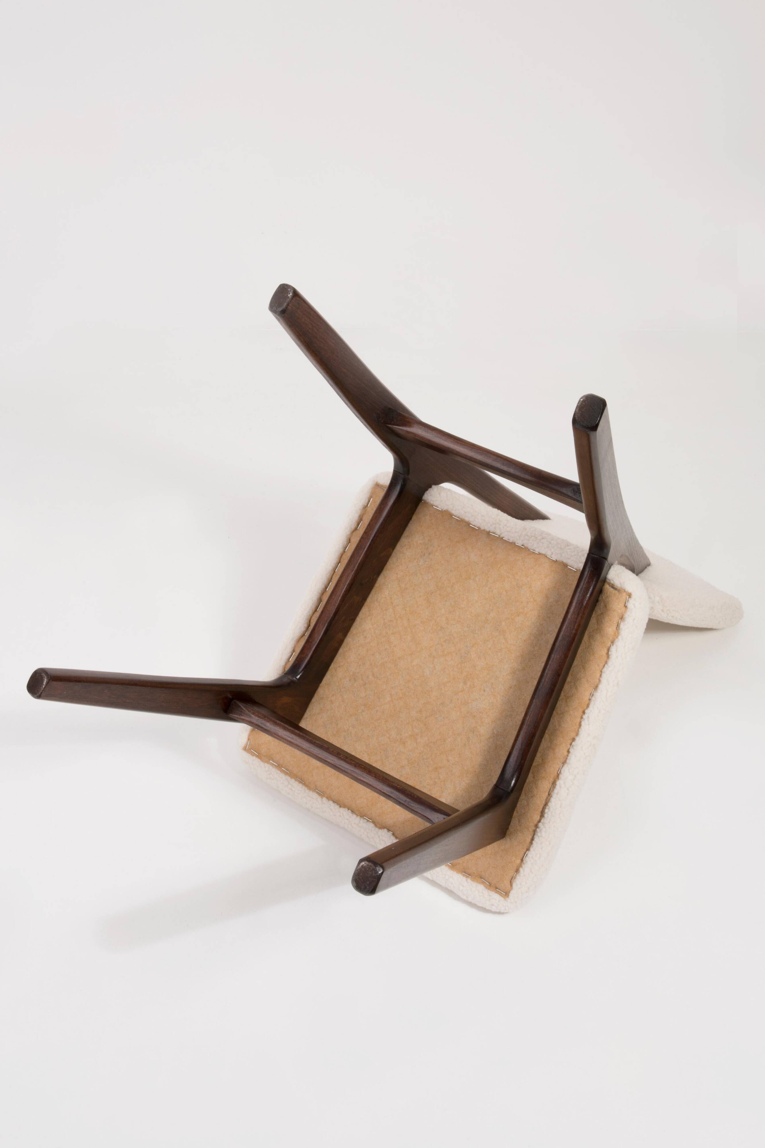 Mid-century modern chair in light cream boucle, 1960s