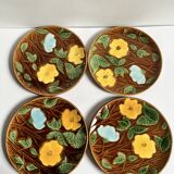 4 vintage Sarreguemines earthenware dessert plates