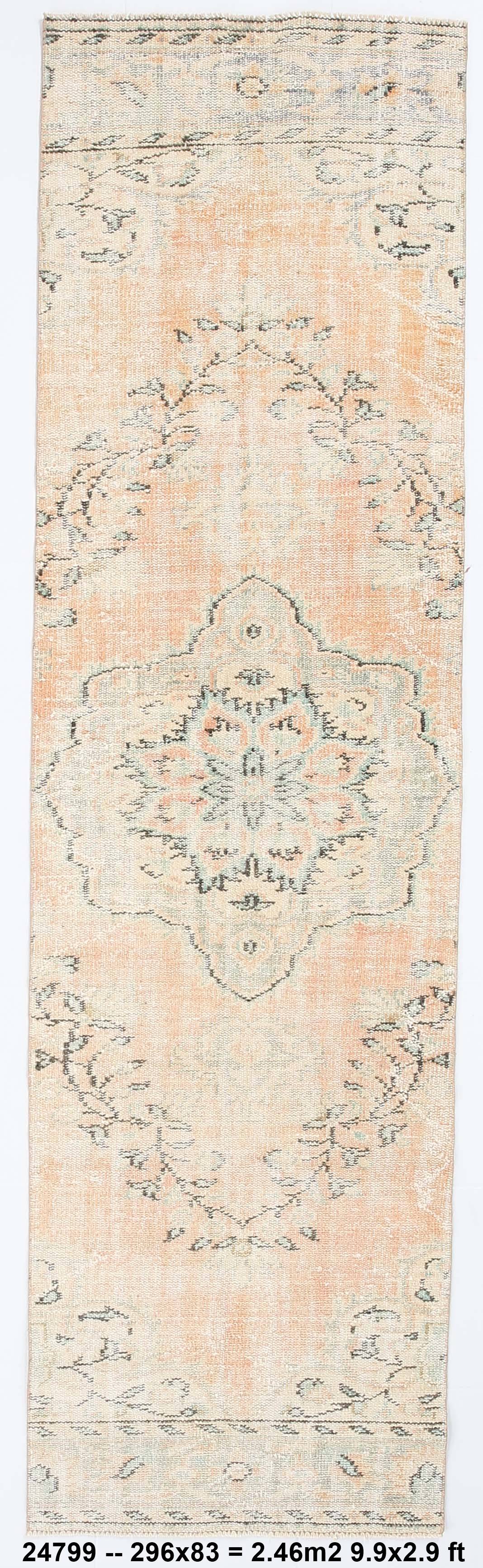 3x10 Peach Orange Vintage Runner Rug 83x296Cm SK 24799