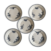 Plates Sarreguemines Hummingbird Earth 19th end railway