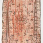 Terracotta & Red Vintage Persian Rug, Turkish Handmade Wool Rustic Carpet